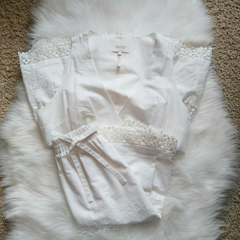 LAUNDRY By SHELLI SEGAL 100% Cotton Skirt Size S and Top Size 6 Set.